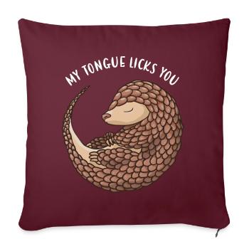 Ma langue te lèche Pangolin - Housse de coussin décorative 45 x 45 cm - bordeaux - Devant