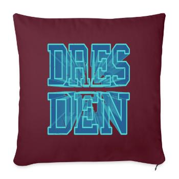 Dresde Allemagne Ville 3D Police Skyline - Housse de coussin décorative 45 x 45 cm - bordeaux - Devant