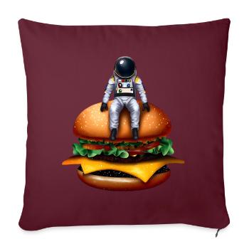 Astronaute spatial Cheeseburger - Housse de coussin décorative 45 x 45 cm - bordeaux - Devant