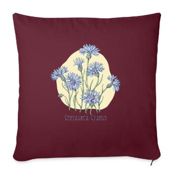 Kornblume, botanische Zeichnung - Sofakissenbezug 45 x 45 cm - Burgunderrot - Vorne
