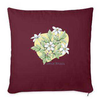 Botanische Zeichnung des Anemonenbaums - Sofakissenbezug 45 x 45 cm - Burgunderrot - Vorne