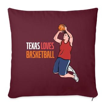 Texas Basketball Design für stolze texanische Fans - Sofakissenbezug 45 x 45 cm - Burgunderrot - Vorne