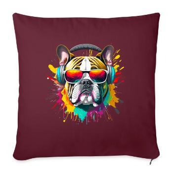 Bulldogge Hipster - Sofakissenbezug 45 x 45 cm - Burgunderrot - Vorne