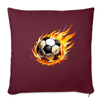 Ballon de football en flamme - Housse de coussin décorative 45 x 45 cm - bordeaux - Devant