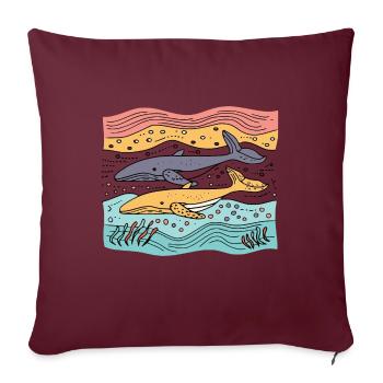 Freie Wale im Meer - Sofakissenbezug 45 x 45 cm - Burgunderrot - Vorne
