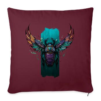 Gardien céleste : Élégance du scarabée ailé - Housse de coussin décorative 45 x 45 cm - bordeaux - Devant
