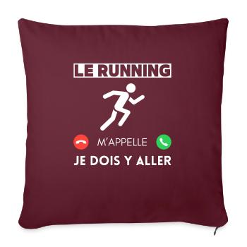 Le running m'appelle je dois y aller - Housse de coussin décorative 45 x 45 cm - bordeaux - Devant