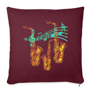Saxophone saxophone musicien cadeau de musique - Housse de coussin décorative 45 x 45 cm - bordeaux - Devant