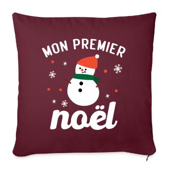 Mon premier noël - Housse de coussin décorative 45 x 45 cm - bordeaux - Devant