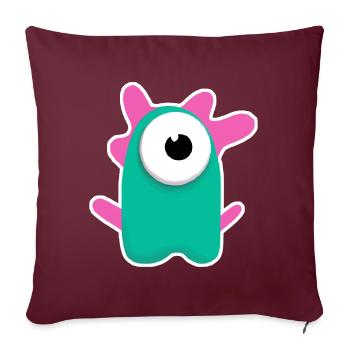 Cute Turquoise Cyclops | Funny Pink Monster - Sofa pillowcase 17,3'' x 17,3'' (45 x 45 cm) - burgundy - Front