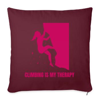 Climbing Is My Therapy Bouldern - Sofakissenbezug 45 x 45 cm - Burgunderrot - Vorne