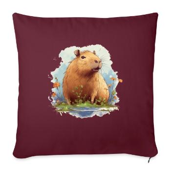 Capybara - sweet - trend - capybara - gift - Sofa pillowcase 17,3'' x 17,3'' (45 x 45 cm) - burgundy - Front
