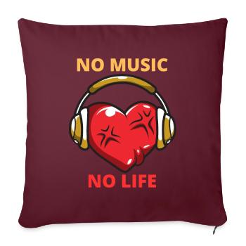 Pour les passionnés de musique: No Music No Life - Housse de coussin décorative 45 x 45 cm - bordeaux - Devant