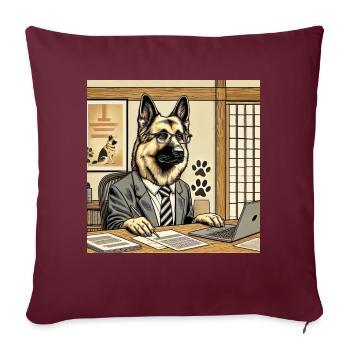 Berger allemand au bureau - Ukiyo-e Style - Housse de coussin décorative 45 x 45 cm - bordeaux - Devant