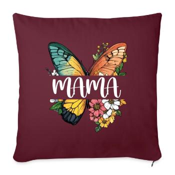 Maman papillon fleurs Meilleure maman Fête des mères - Housse de coussin décorative 45 x 45 cm - bordeaux - Devant