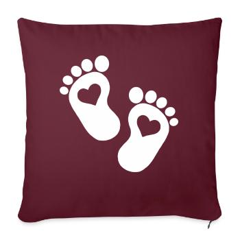 Bébé coeur parents enceintes bébé pieds mignon - Housse de coussin décorative 45 x 45 cm - bordeaux - Devant