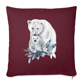 Ours polaires décorés de plantes d’hiver - Housse de coussin décorative 45 x 45 cm - bordeaux - Devant