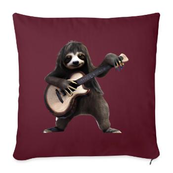 Paresseux avec guitare - Housse de coussin décorative 45 x 45 cm - bordeaux - Devant