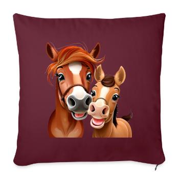 Équitation Poulain Équestre Cadeau Mignons Chevaux - Housse de coussin décorative 45 x 45 cm - bordeaux - Devant
