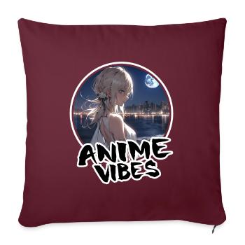 Waifu Anime Girl on the Beach Night - Chemise d’anime - Housse de coussin décorative 45 x 45 cm - bordeaux - Devant
