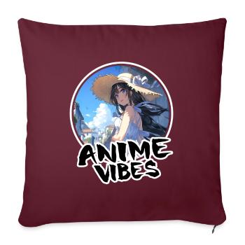 Waifu Anime Girl en vacances d’été - Chemise d’anime - Housse de coussin décorative 45 x 45 cm - bordeaux - Devant