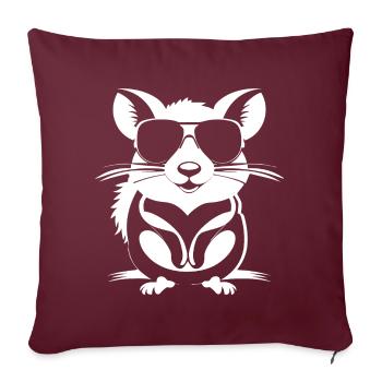 Drôle de rat de compagnie avec des lunettes de soleil fantaisie rats - Housse de coussin décorative 45 x 45 cm - bordeaux - Devant