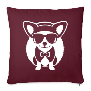 Lustiger Chihuahua mit Sonnenbrille Chihuahuas - Sofakissenbezug 45 x 45 cm - Burgunderrot - Vorne