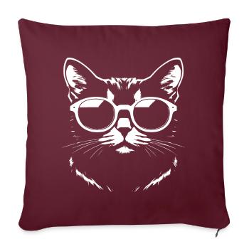 Lustige Katze mit Sonnenbrille Kätzchen Sonnenbrille Katzen - Sofakissenbezug 45 x 45 cm - Burgunderrot - Vorne