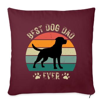 Chien Chien Papa Labrador Fête des Pères Anniversaire Rétro - Housse de coussin décorative 45 x 45 cm - bordeaux - Devant