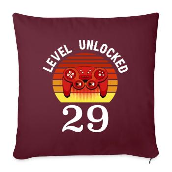Niveau 29 débloqué 29 anniversaire 29 ans - Housse de coussin décorative 45 x 45 cm - bordeaux - Devant