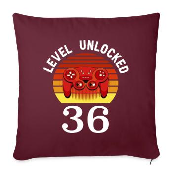 Level 36 unlocked 36 Geburtstag 36 Jahre alt - Sofakissenbezug 45 x 45 cm - Burgunderrot - Vorne