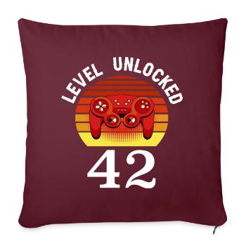 Level 42 unlocked 42 Geburtstag 42 Jahre alt - Sofakissenbezug 45 x 45 cm - Burgunderrot - Vorne