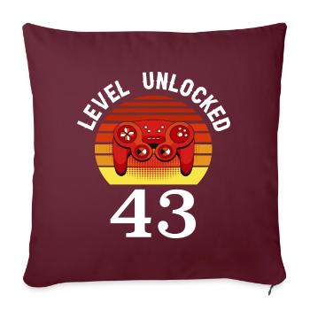 Level 43 unlocked 43 Geburtstag 43 Jahre alt - Sofakissenbezug 45 x 45 cm - Burgunderrot - Vorne