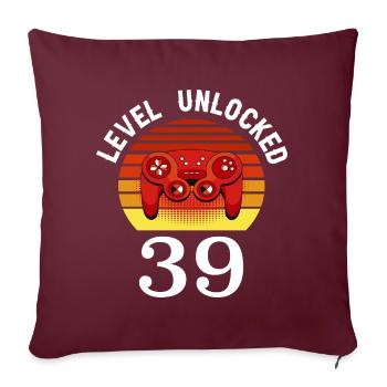 Niveau 39 débloqué 39 Anniversaire 39 ans - Housse de coussin décorative 45 x 45 cm - bordeaux - Devant