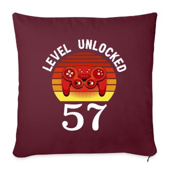 Level 57 unlocked 57 Geburtstag 57 Jahre alt - Sofakissenbezug 45 x 45 cm - Burgunderrot - Vorne