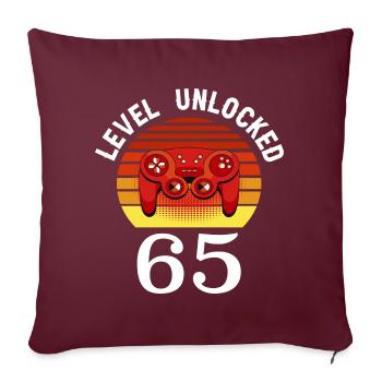 Niveau 65 débloqué 65 Anniversaire 65 ans - Housse de coussin décorative 45 x 45 cm - bordeaux - Devant