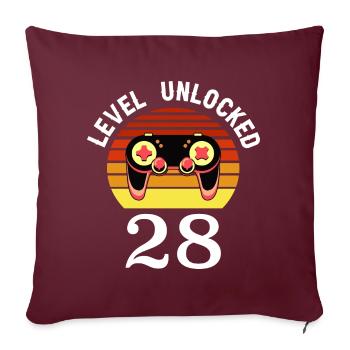 Level 28 unlocked 28 Geburtstag 28 Jahre alt - Sofakissenbezug 45 x 45 cm - Burgunderrot - Vorne