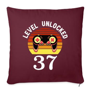 Niveau 37 débloqué 37 Anniversaire 37 ans - Housse de coussin décorative 45 x 45 cm - bordeaux - Devant