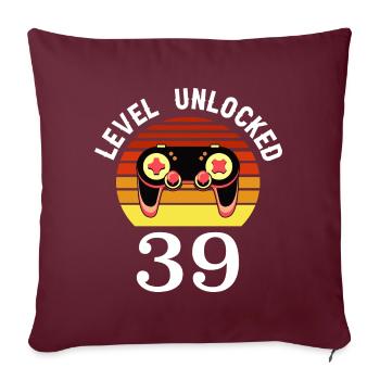 Niveau 39 débloqué 39 Anniversaire 39 ans - Housse de coussin décorative 45 x 45 cm - bordeaux - Devant