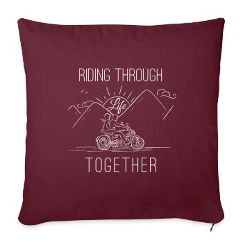 Motards couple en blanc - Housse de coussin décorative 45 x 45 cm - bordeaux - Devant