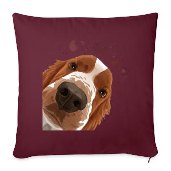 Curieux Welsh Springer Spaniel chien - Housse de coussin décorative 45 x 45 cm - bordeaux - Devant