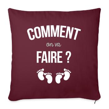 Idee Cadeau Annonce Grossesse Originale Jumeaux - Housse de coussin décorative 45 x 45 cm - bordeaux - Devant