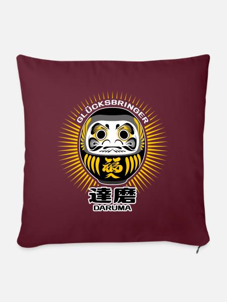 Daruma - Glücksbringer - Sofakissenbezug 45 x 45 cm - Burgunderrot