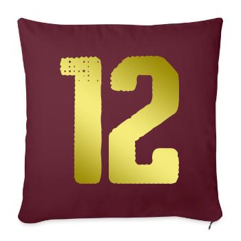 Maillot 12 Numéro - Housse de coussin décorative 45 x 45 cm - bordeaux - Devant