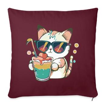 Le chat occasionnel - Housse de coussin décorative 45 x 45 cm - bordeaux - Devant