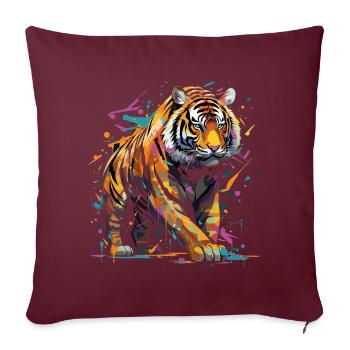 Wütender Tiger. Wut im Graffiti-Stil. - Sofakissenbezug 45 x 45 cm - Burgunderrot - Vorne