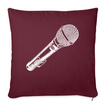 Microphone dessiné à la main - Housse de coussin décorative 45 x 45 cm - bordeaux - Devant