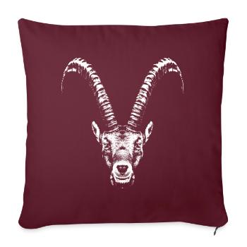 Capricorne / Bélier / Bouquetin / Portrait - Housse de coussin décorative 45 x 45 cm - bordeaux - Devant