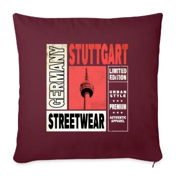 Stuttgart Deutschland Stadt Skyline Heimat Liebe - Sofakissenbezug 45 x 45 cm - Burgunderrot - Vorne