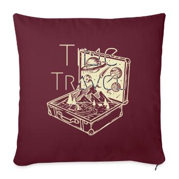 Time (to) Travel - Surrealistic Traveller Artwork - Sofakissenbezug 45 x 45 cm - Burgunderrot - Vorne